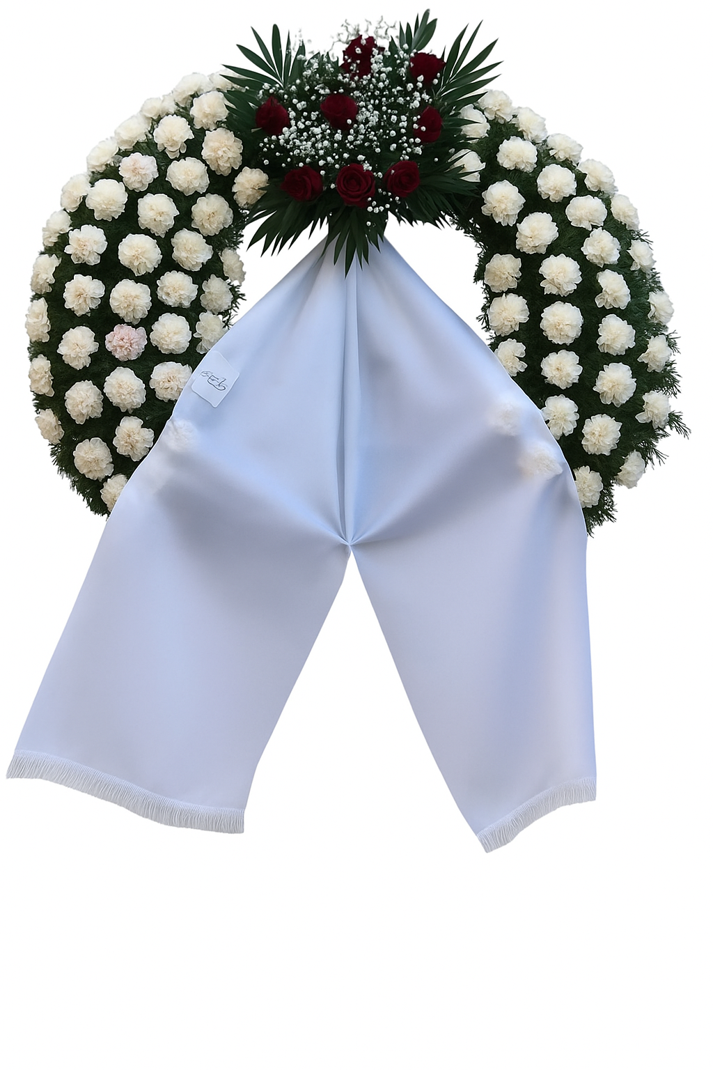 Στεφάνι με Λευκά γαρύφαλλα & Σύνθεση